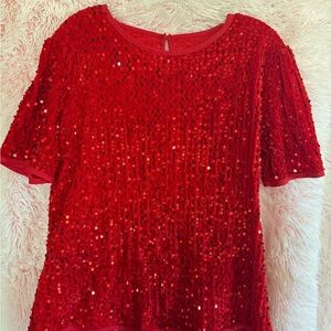 Red Sequin Women's Top